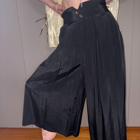 Vintage 19th Avenue Black High Rise Ankle Culottes Medium - Picture 1 of 9